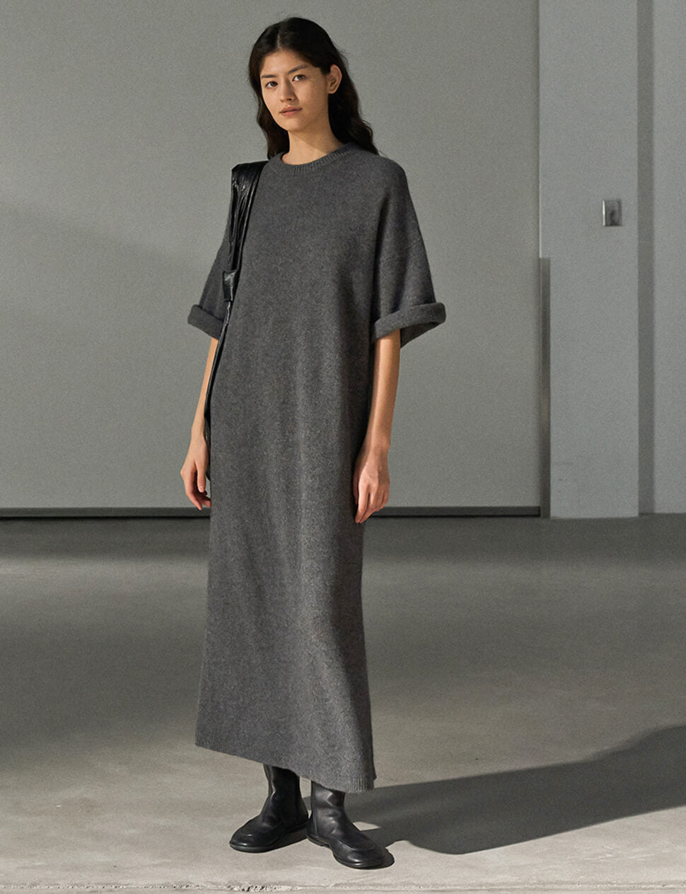 Knit Wool Maxi T-shirt Dress