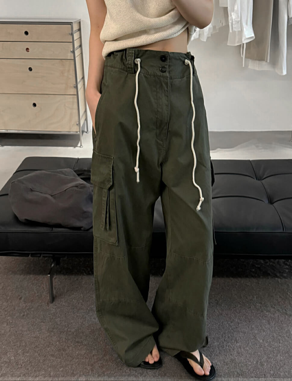 Olive Utility Cargo Pants -PREORDER