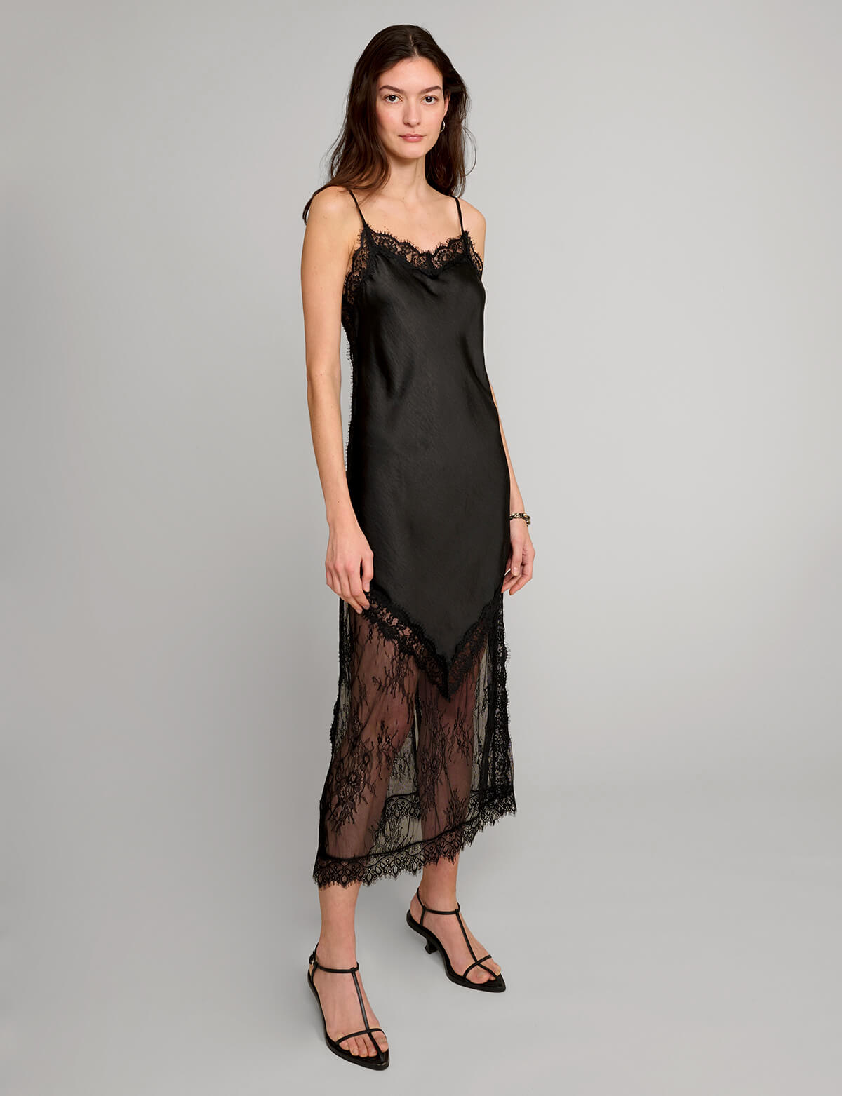 Satin Lace Panel Dress