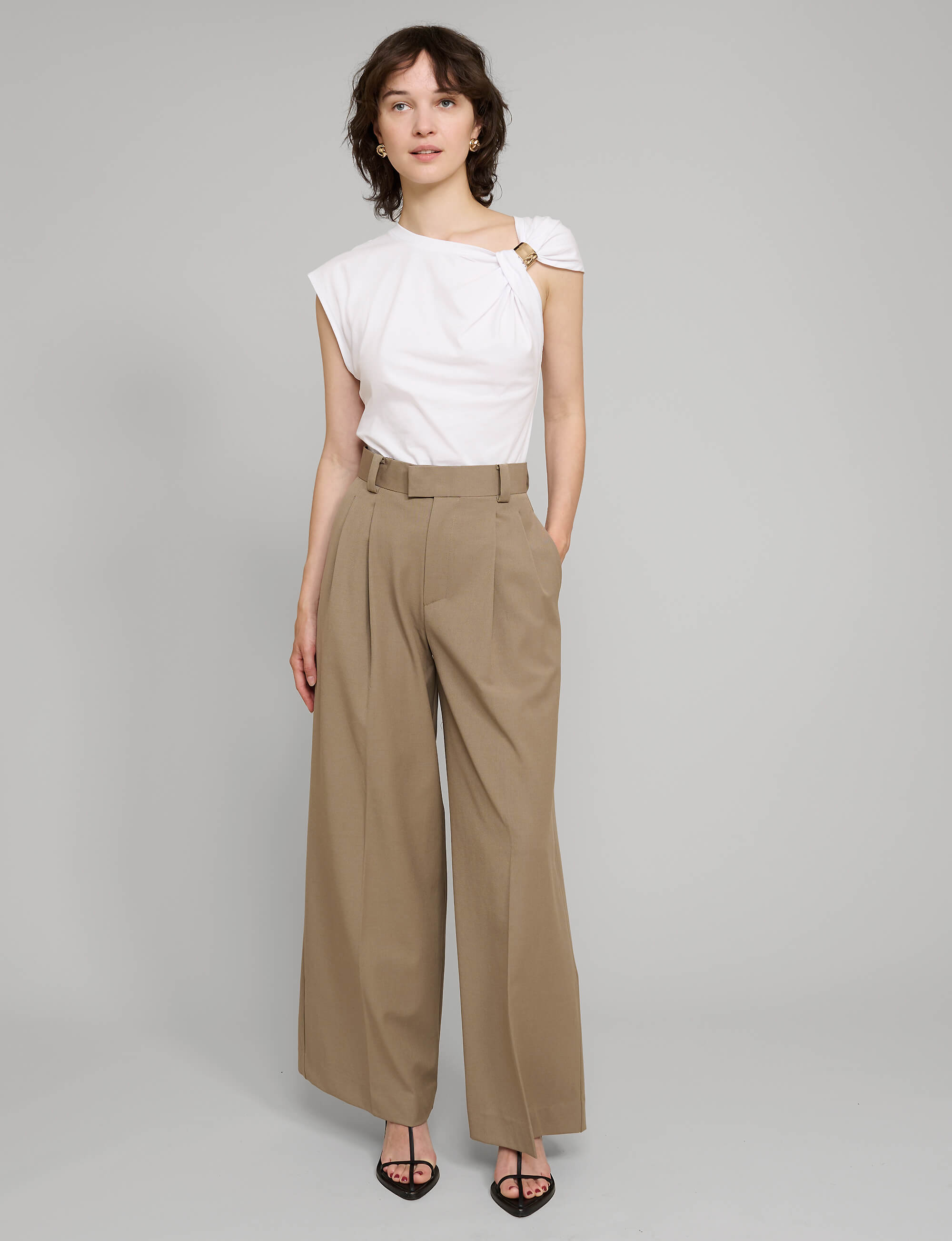 Tan Wide Leg Pants