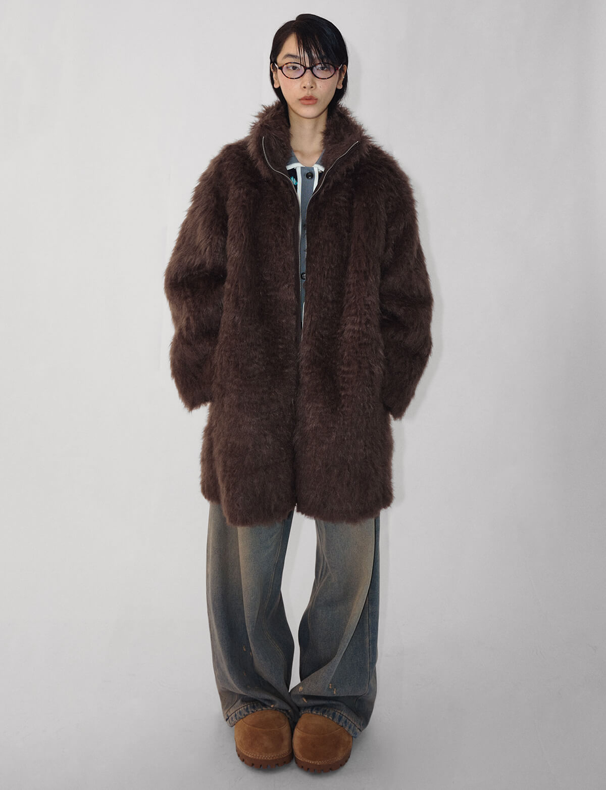 Brown  Faux Fur Coat