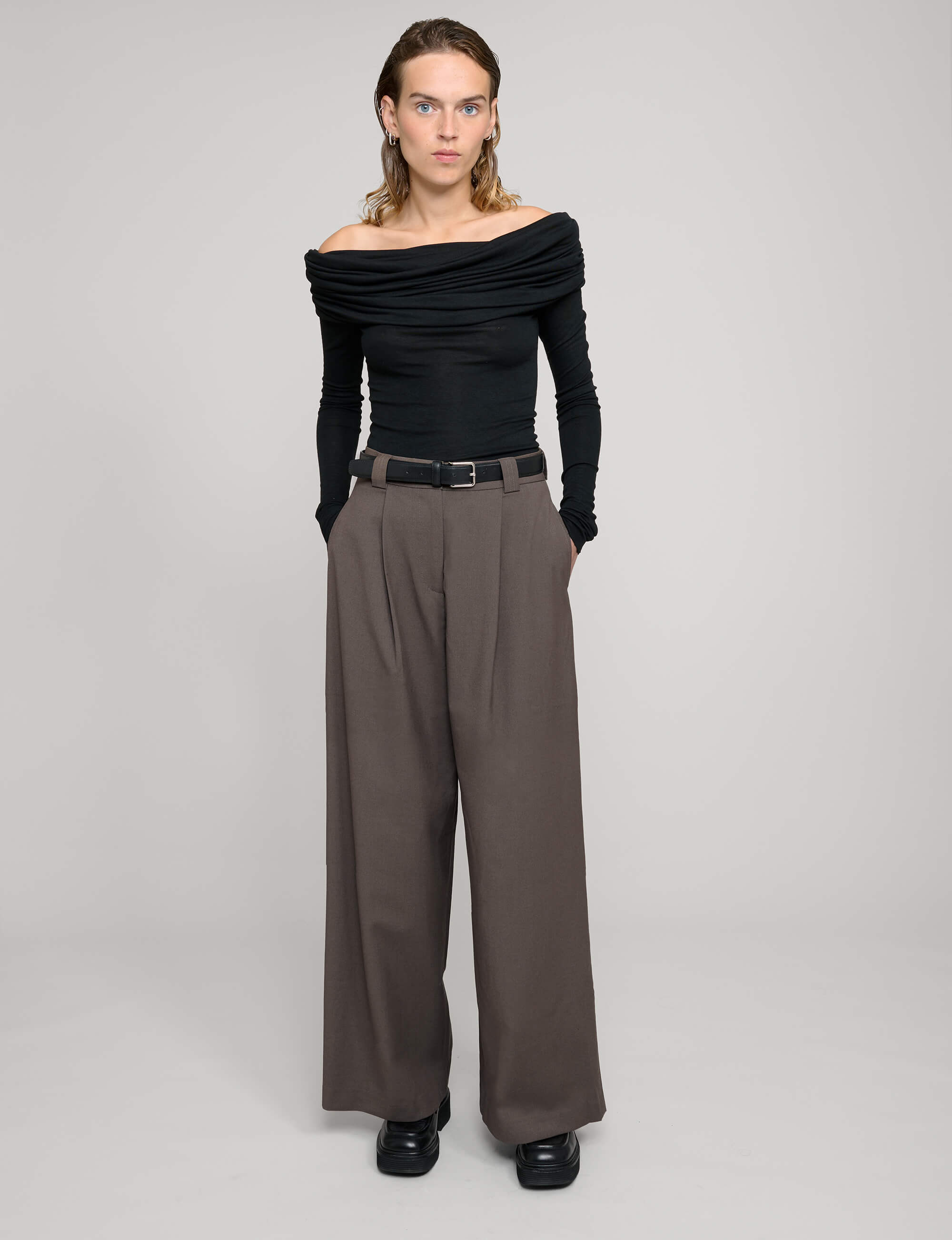 Brown Wide-Leg Pants