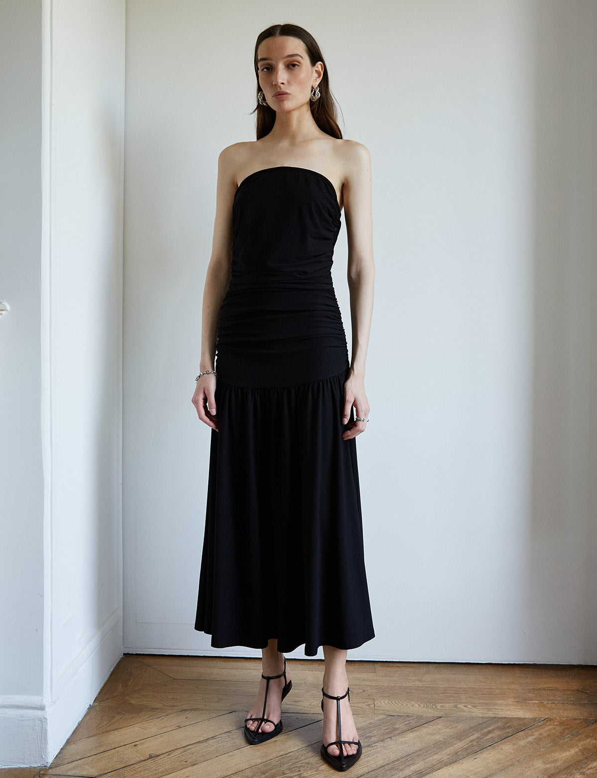 The Aliza Strapless Linen Maxi Dress