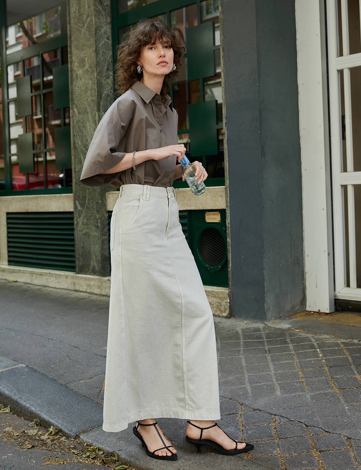 Emma Denim Skirt in White – Ivy City Co