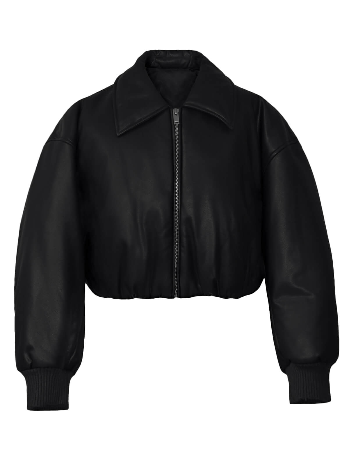 Black Faux-Leather Bomber Jacket-BESTSELLER