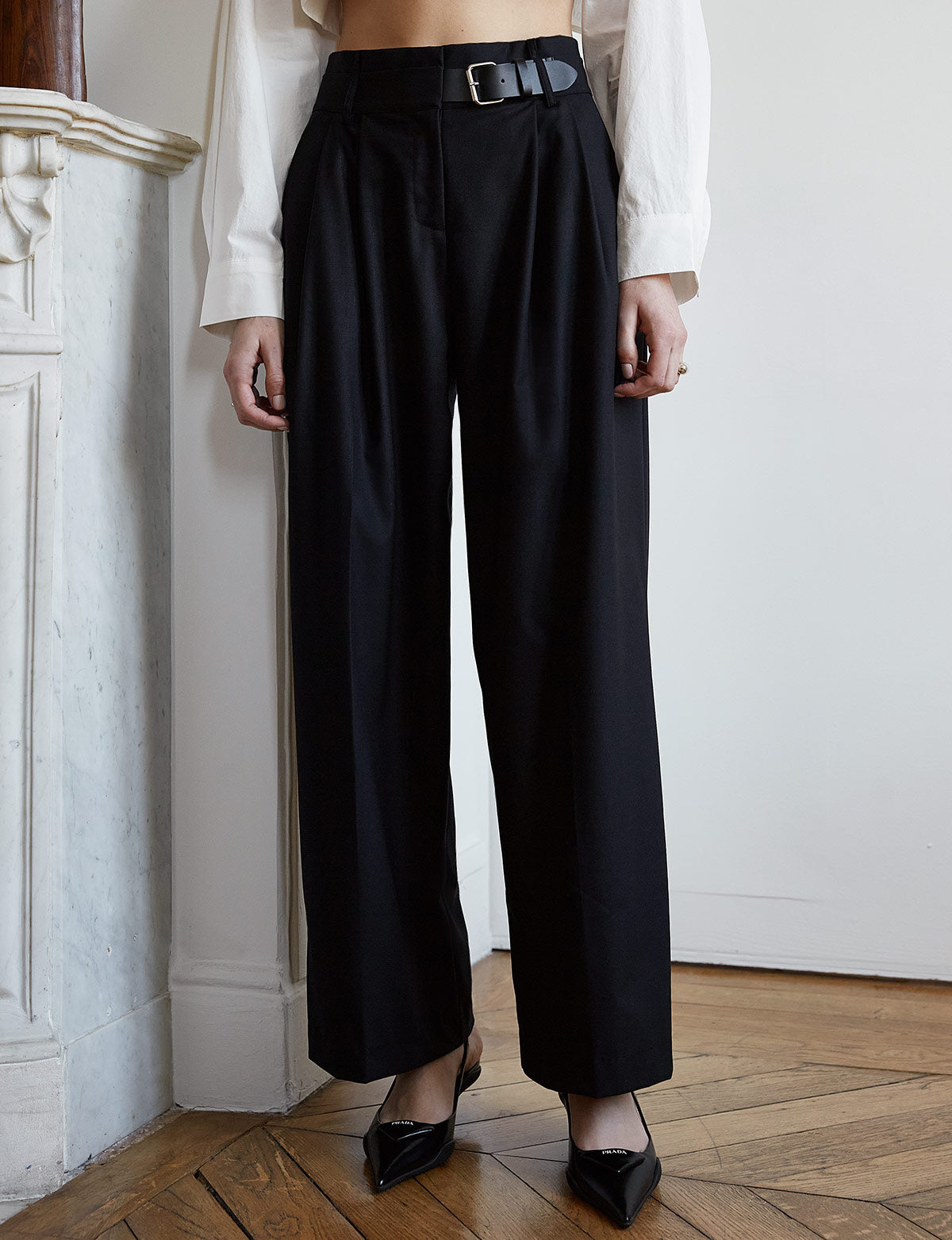 Belted Wide Waistband Pants