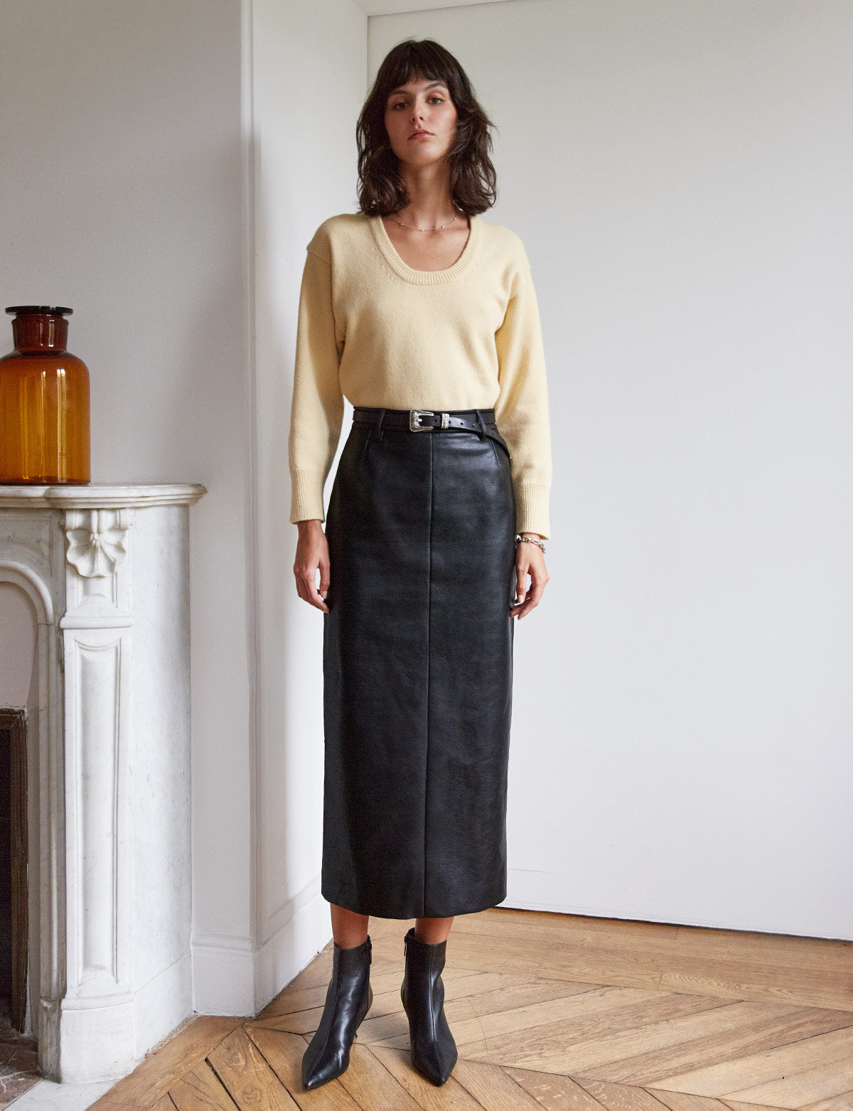 Chic Brown Skirt - Vegan Leather Skirt - High-Rise Midi Skirt - Lulus