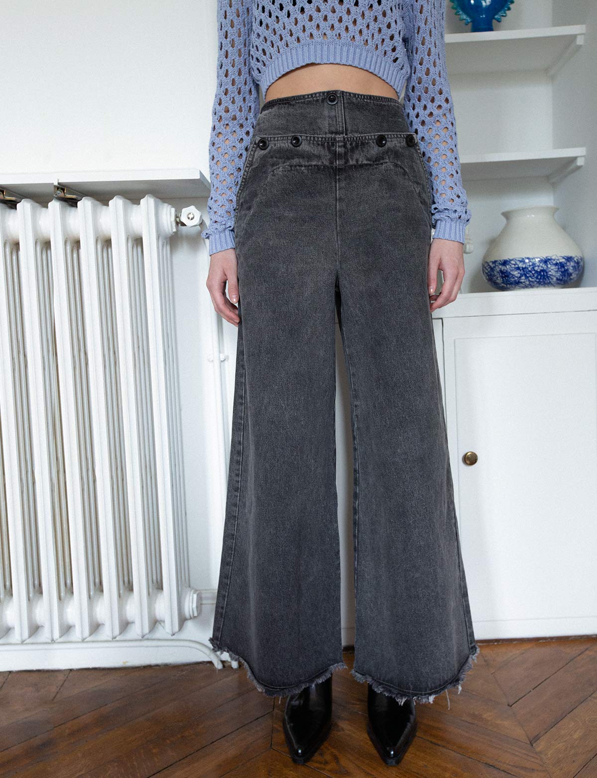 Wide denim trousers - Light denim blue - Ladies | H&M IN
